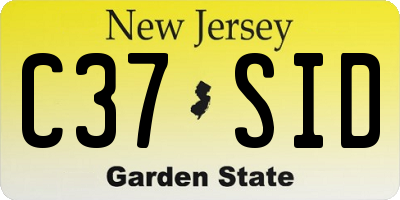 NJ license plate C37SID