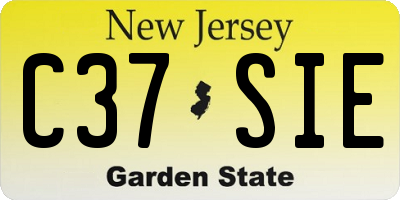 NJ license plate C37SIE