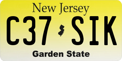 NJ license plate C37SIK