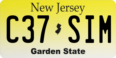NJ license plate C37SIM