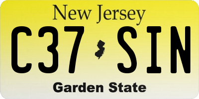 NJ license plate C37SIN