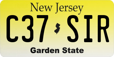NJ license plate C37SIR