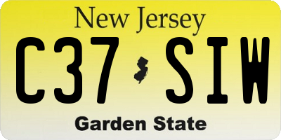 NJ license plate C37SIW