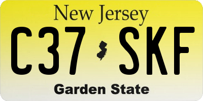 NJ license plate C37SKF
