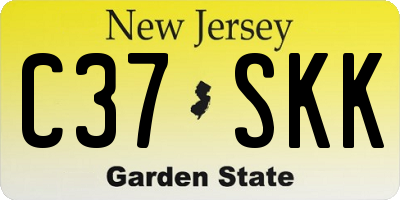 NJ license plate C37SKK