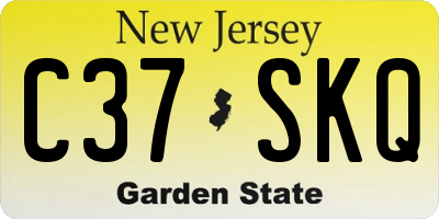 NJ license plate C37SKQ