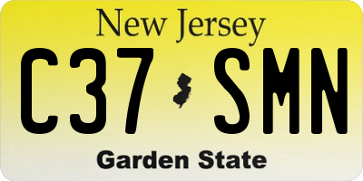 NJ license plate C37SMN