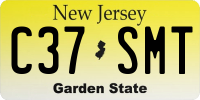 NJ license plate C37SMT