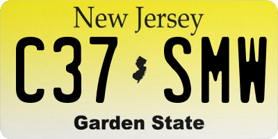 NJ license plate C37SMW
