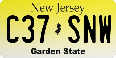 NJ license plate C37SNW