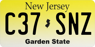 NJ license plate C37SNZ