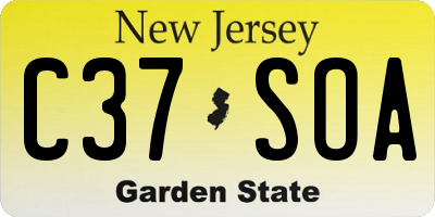 NJ license plate C37SOA