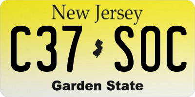 NJ license plate C37SOC