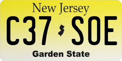 NJ license plate C37SOE