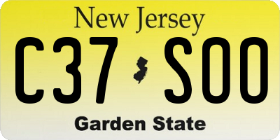 NJ license plate C37SOO