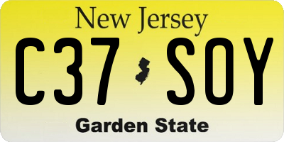 NJ license plate C37SOY