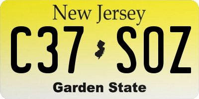 NJ license plate C37SOZ