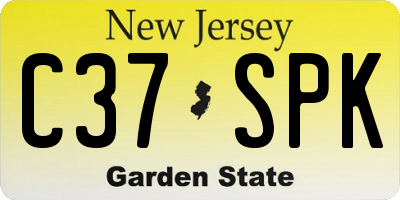 NJ license plate C37SPK