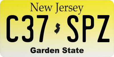 NJ license plate C37SPZ