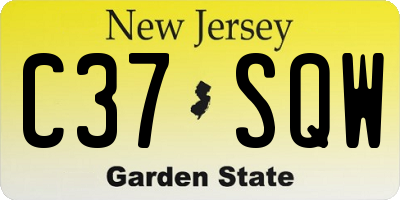 NJ license plate C37SQW