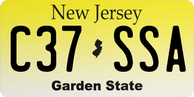 NJ license plate C37SSA
