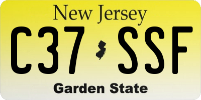 NJ license plate C37SSF