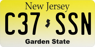 NJ license plate C37SSN