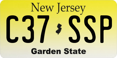 NJ license plate C37SSP