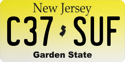 NJ license plate C37SUF