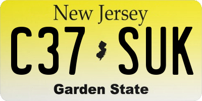 NJ license plate C37SUK