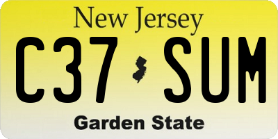 NJ license plate C37SUM