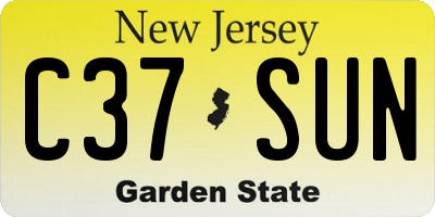 NJ license plate C37SUN