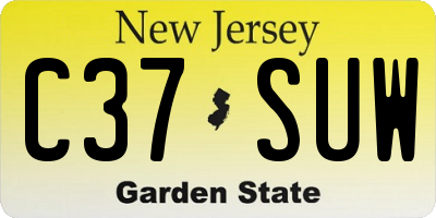 NJ license plate C37SUW