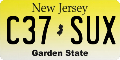 NJ license plate C37SUX