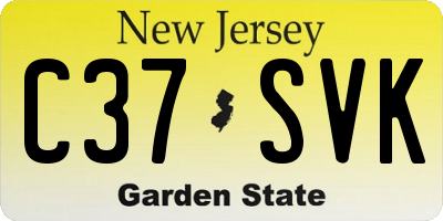 NJ license plate C37SVK