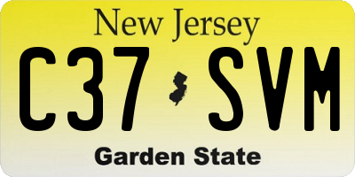 NJ license plate C37SVM