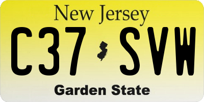 NJ license plate C37SVW