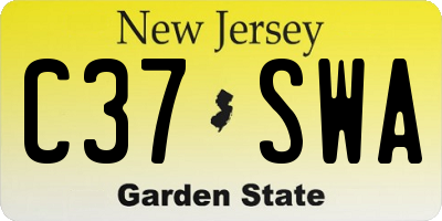 NJ license plate C37SWA