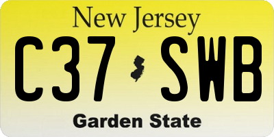 NJ license plate C37SWB