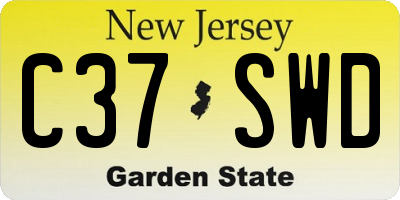 NJ license plate C37SWD