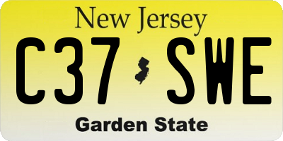 NJ license plate C37SWE