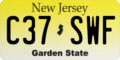 NJ license plate C37SWF