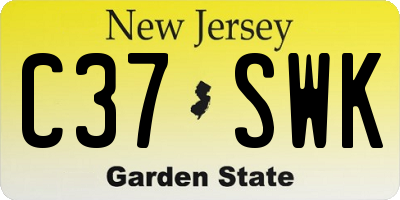 NJ license plate C37SWK
