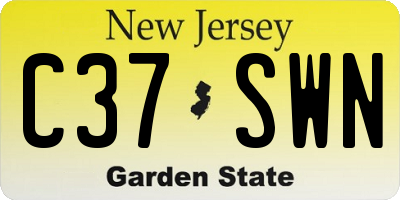 NJ license plate C37SWN