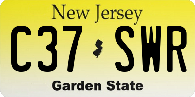 NJ license plate C37SWR