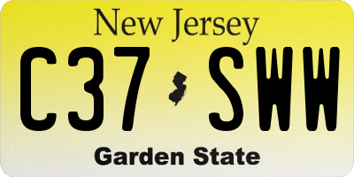 NJ license plate C37SWW