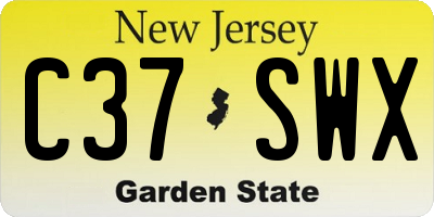 NJ license plate C37SWX