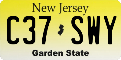 NJ license plate C37SWY