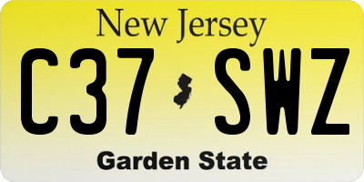 NJ license plate C37SWZ
