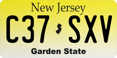 NJ license plate C37SXV